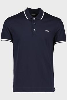 Zegna | Mens Zegna Navy Short Sleeved Polo Shirt商品图片,满$175享9折, 满折