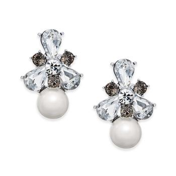 Charter Club | Silver-Tone Crystal & Imitation Pearl Drop Earrings, Created for Macy's商品图片,7.4折×额外8折, 独家减免邮费, 额外八折