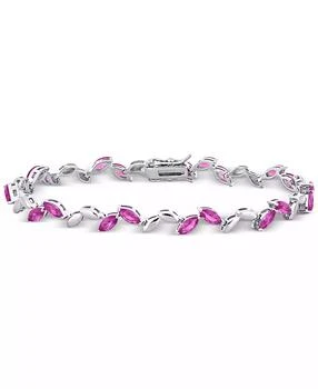 Macy's | Lab-Created Pink Sapphire & Polished Marquise Link Bracelet (9-1/2 ct. t.w.),商家Macy's,价格¥964