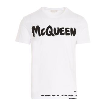 Alexander McQueen | Alexander McQueen 亚历山大·麦昆 男士白色印花短袖T恤 622104-QPZ57-0900商品图片,满$100享9.5折, 满折