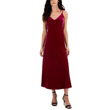 商品Taylor | Women's V-Neck Sleeveless Velvet Slip Dress,商家Macy's,价格¥992图片