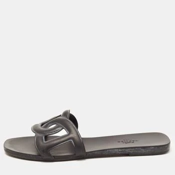 Hermes | Hermes Black Rubber Aloha Flat Slides Size 37 