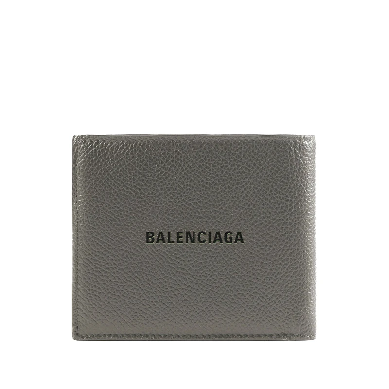 Balenciaga | Balenciaga/巴黎世家 新款 男士深灰色粒面小牛皮黑色徽标方形折叠钱包5945491IZI31260,商家VP FRANCE,价格¥2294