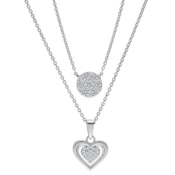 Macy's | Diamond Circle & Heart 18" Layered Pendant Necklace (1/4 ct. t.w.) in Sterling Silver 
