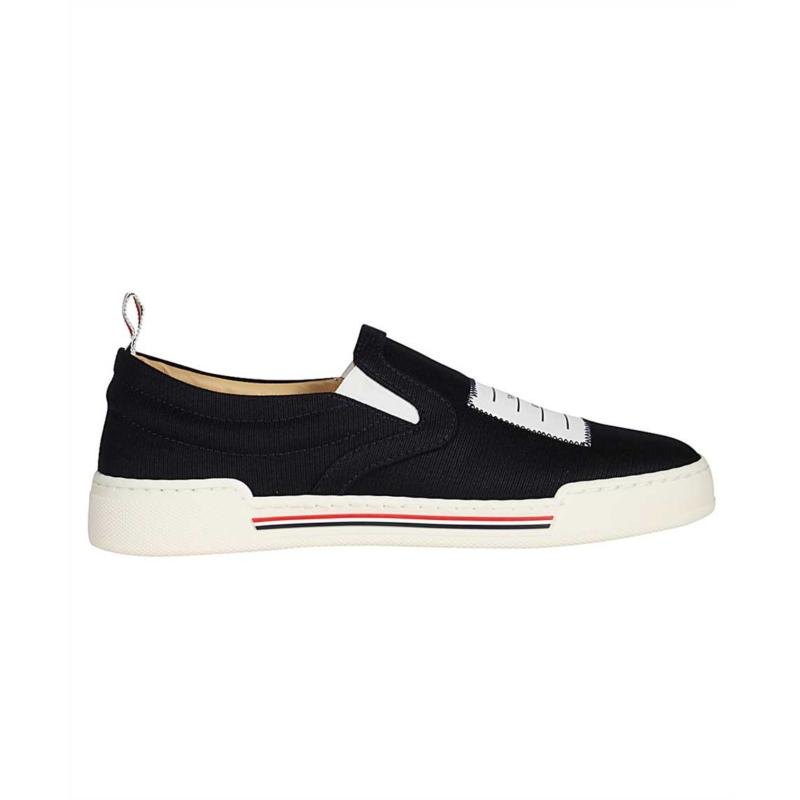 thom browne鞋低帮鞋, Thom Browne | THOM BROWNE 女士海军蓝色贴花无带板鞋 FFF045A-00154-415商品图片 独家减免邮费
