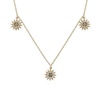 商品Macy's | London Blue Topaz (1/10 ct. t.w.) & Lab-Created White Sapphire (1/3 ct. t.w.) Dangle Star Statement Necklace in 14k Gold-Plated Sterling Silver, 16" + 2" extender,商家Macy's,价格¥2326图片