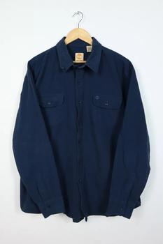 Timberland | Vintage Timberland Solid Navy Flannel Button-Down商品图片,