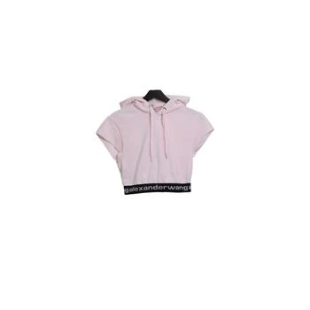 推荐Alexander Wang Stretch Corduroy Cap Sleeve Hoodie W/Logo Elastic Pink商品