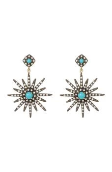 ADORNIA | 14K Yellow Gold Plated Turquoise & Swarovski Crystal Accented Starburst Earrings,商家Nordstrom Rack,价格¥150