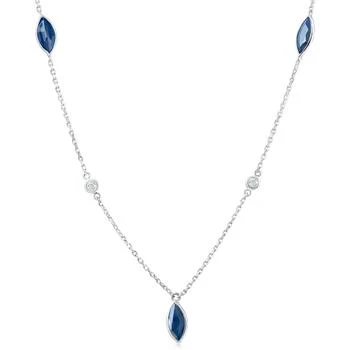 Pompeii3 | 3/4 Ct tdw Blue Marquise Sapphire & Diamond By The Inch 18" Necklace,商家Premium Outlets,价格¥4767