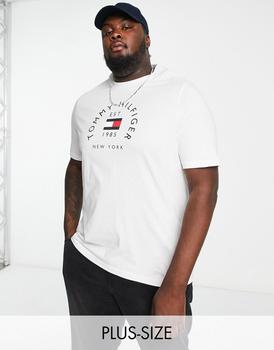 Tommy Hilfiger | Tommy Hilfiger Big & Tall flag arch logo cotton t-shirt in white商品图片,