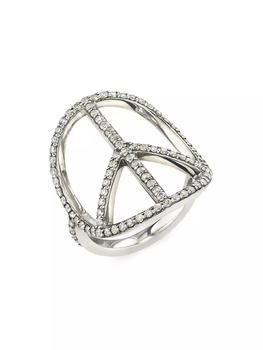 商品Sheryl Lowe | Peace Sign Sterling Silver & 0.95 TCW Diamond Ring,商家Saks Fifth Avenue,价格¥8684图片