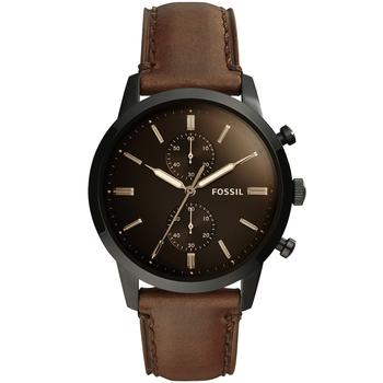 Fossil | Men's Chronograph Townsman Brown Leather Strap Watch商品图片,7折, 独家减免邮费
