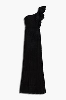 推荐One-shoulder ruffle-trimmed cotton-blend crocheted lace maxi dress商品