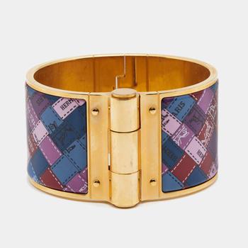 美国爱马仕手镯, [二手商品] Hermes | Hermès Gold Plated Bolduc Au Carre Hinged Wide Bracelet商品图片 7.6折