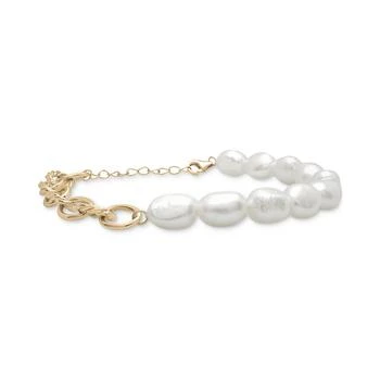 Macy's | Cultured Freshwater Pearl (7 x 8mm) & Oval Link Bracelet in 14k Gold-Plated Sterling Silver,商家Macy's,价格¥1859