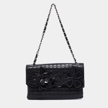 香奈儿122单肩包, [二手商品] Chanel | Chanel Black Leather No.5 Camellia Flap Shoulder Bag商品图片 满1件减$100, 满减
