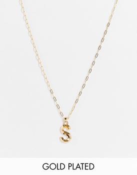 美国Topshop, Topshop | Topshop 14k gold plated S initial pandant necklace商品图片 