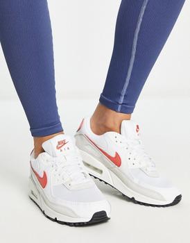 推荐Nike Air Max 90 trainers in white and red商品