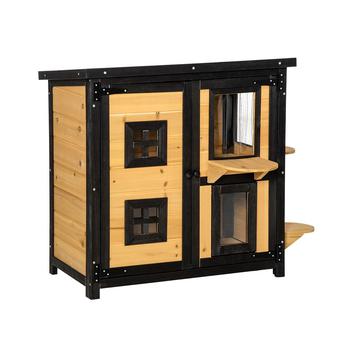 商品PawHut | Outdoor Wood Cat House Shelter Condo w/ Windows Escape Door, Yellow,商家Macy's,价格¥1070图片