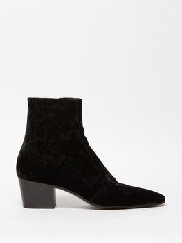 推荐Vassili Cuban-heel crushed-velvet Chelsea boots商品