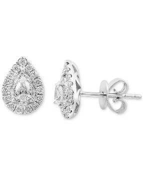 Effy | EFFY® Diamond Pear Halo Stud Earrings (1/2 ct. t.w.) in 14k White Gold,商家Macy's,价格¥24995