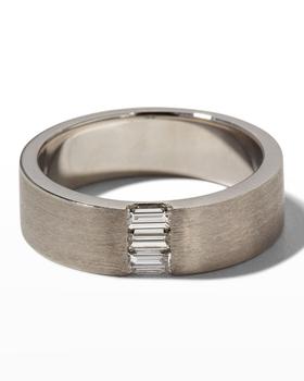 商品Men's 18k White Gold 3-Diamond Baguette Ring, Size 10图片