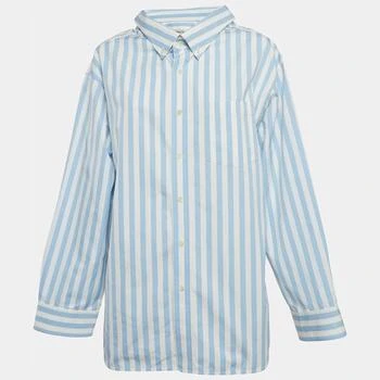 推荐Balenciaga Blue/White Stripes Cotton Oversized Shirt M商品