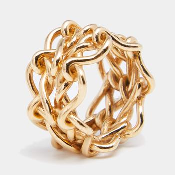 卡地亚戒指价格, [二手商品] Cartier | Cartier Maillon Infini De Cartier Woven Motif 18k Yellow Gold Band Ring Size 53商品图片 6.9折, 满1件减$100, 满减
