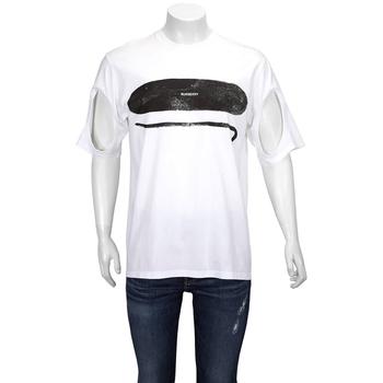 burberry t恤, Burberry | Cut-out Detail Logo Print Cotton T-shirt In Optic White商品图片 2.7折起