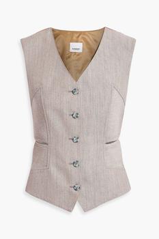 推荐Satin jacquard-paneled wool-blend vest商品