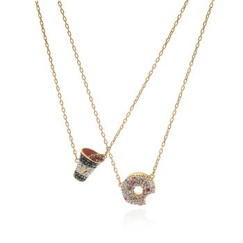 商品Swarovski Nicest Gold Tone Dark Multi Colored Crystal Necklace Set 5459142图片