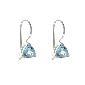 Classic | Sterling Silver With  Triangle Shaped Blue Topaz Earrings,商家My Gift Stop,价格¥241