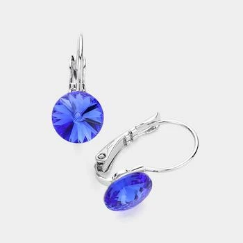 FASHNZFAB | Genuine Round Crystal Lever Back Earrings - Sapphire,商家Premium Outlets,价格¥147