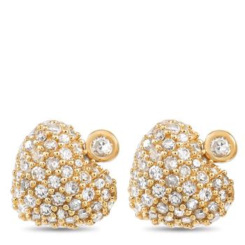 商品14K Yellow Gold 0.25 ct Diamond Heart Earrings图片