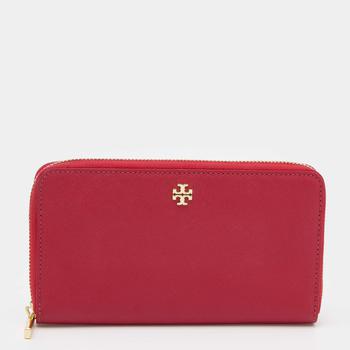 tory burch robinson, [二手商品] Tory Burch | Tory Burch Red Saffiano Leather Robinson Zip Around Wallet商品图片 5.8折