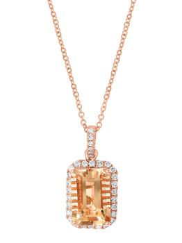 商品Effy | 14K Rose Gold Diamond Morganite Pendant Necklace,商家Lord & Taylor,价格¥9102图片