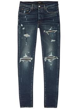 amiri mx1, AMIRI | MX1 dark blue distressed skinny jeans商品图片 