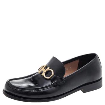 菲拉格慕男鞋男鞋, [二手商品] Salvatore Ferragamo | Salvatore Ferragamo Black Leather Gancini Bit Loafers Size 43商品图片 9.1折