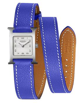 推荐Hermes H Hour Quartz Petite TPM  Electric Blue Calfskin Leather Women's Watch 039366WW00商品