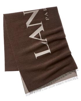 Lanvin | LANVIN Intarsia Knit Logo Wool & Silk-Blend Scarf商品图片,4.9折