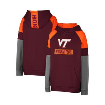 Colosseum | Youth Boys Maroon Virginia Tech Hokies Colorblocked Raglan Pullover Hoodie商品图片,