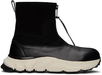 推荐Black Paneled Leather Boots商品