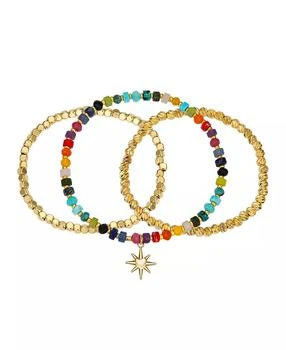 Unwritten | Multi Color Stone and 14K Gold Plated Heart Stretch Bracelet Set,商家Macy's,价格¥139