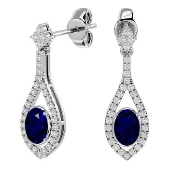 SSELECTS | 2 1/2 Carat Oval Shape Sapphire And Diamond Dangle Earrings In 14 Karat White Gold,商家Premium Outlets,价格¥7039