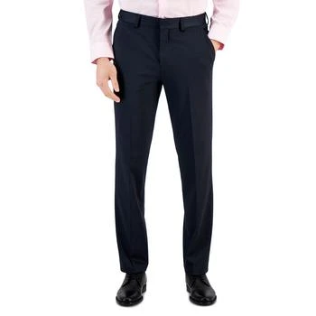 推荐Men's Modern-Fit Stretch Navy Mini-Check Suit Pants商品