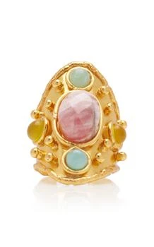 Sylvia Toledano | Sylvia Toledano - Little Byzance 22K Gold-Plated Amazonite; Onyx Ring - Pink - OS - Moda Operandi - Gifts For Her,商家Fashion US,价格¥1277