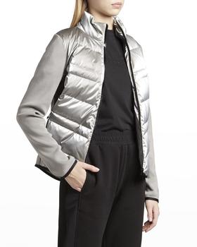 moncler polo直邮, Moncler | Metallic Zip-Up Combo Cardigan商品图片 