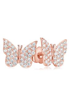 Suzy Levian | Sterling Silver CZ Butterfly Stud Earrings商品图片,3.6折