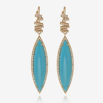 Suzanne Kalan | Suzanne Kalan 18K Yellow Gold, Diamond and Turquoise Drop Earrings,商家Shopworn,价格¥23239